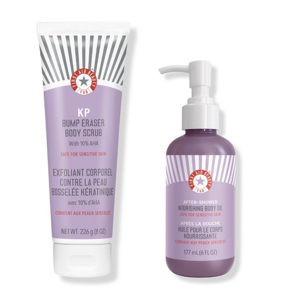🆕🍊 FIRST AID BEAUTY KP Bump Eraser Body Scrub & After-Shower Body Oil